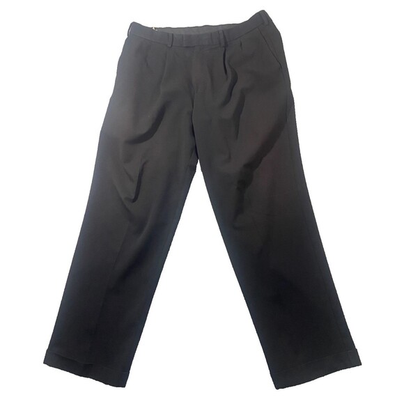 Dockers Stain Defender Dress Pants Mens 36X32 Black Pleated Cuffed Slash Pockets - Picture 1 of 10